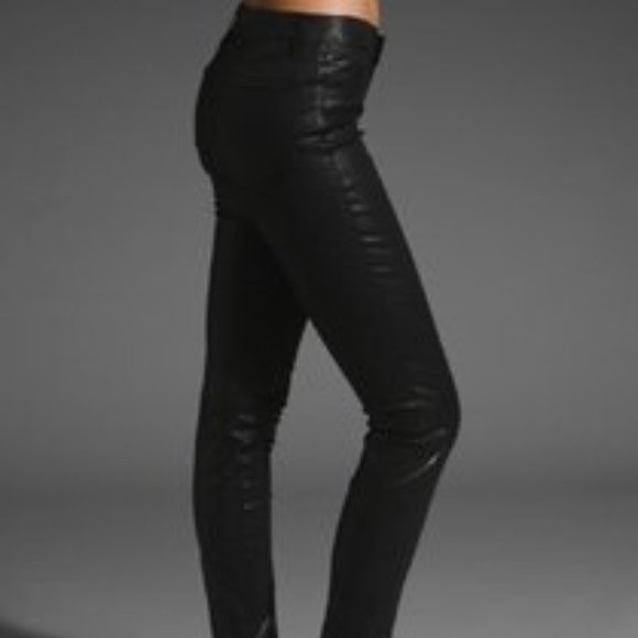 J Brand black coated Denim Leather Look jeggings 25 - Picture 2 of 8